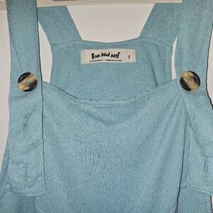Blue Flowy Overalls with Button Details L